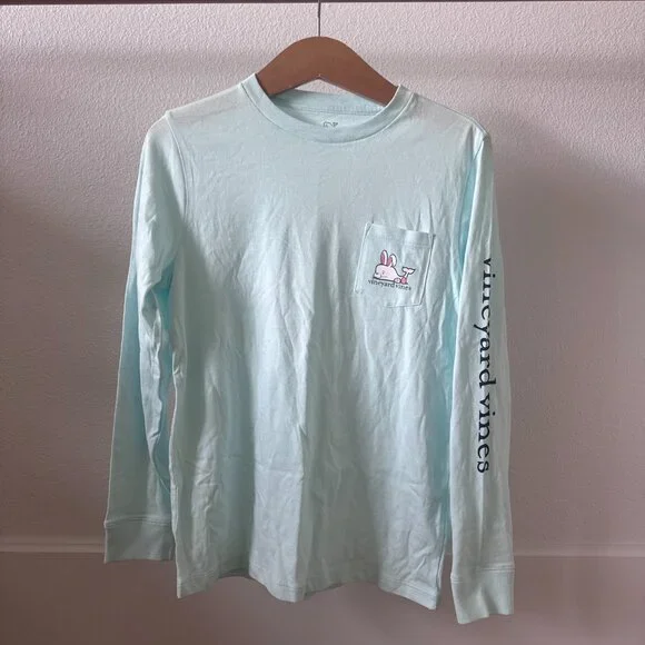 Kids Vineyard Vines pastel blue Hoppy Easter long-sleeve t-shirt Size M NWOT - Picture 2 of 6